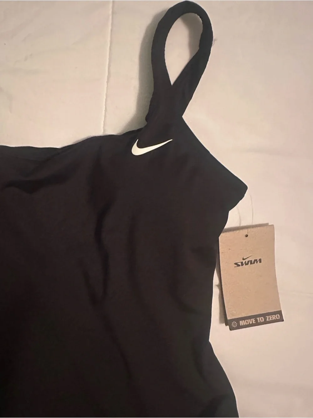 Nike Black One-Piece Swimsuit with White Swoosh